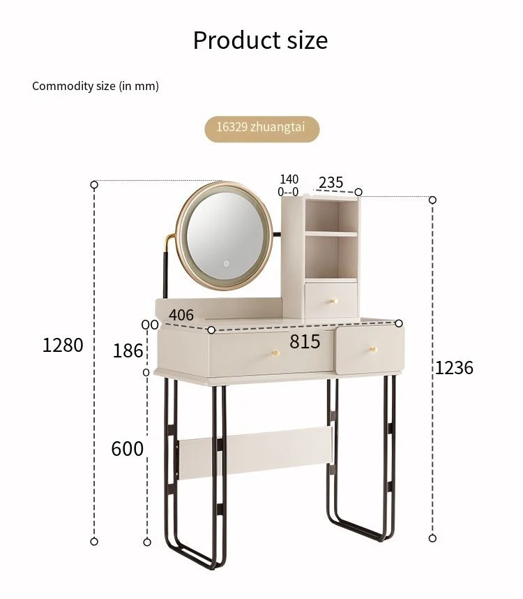 121507 European Vanity Luxury Makeup Table Bedroom Dressing Table Set with Mirror and Stool