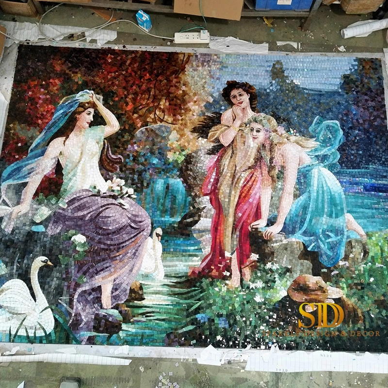 Artistic Design 3 Beautiful Lady Pattern Art Glass Mosaic Wall Art Ideas for Bathroom Decor