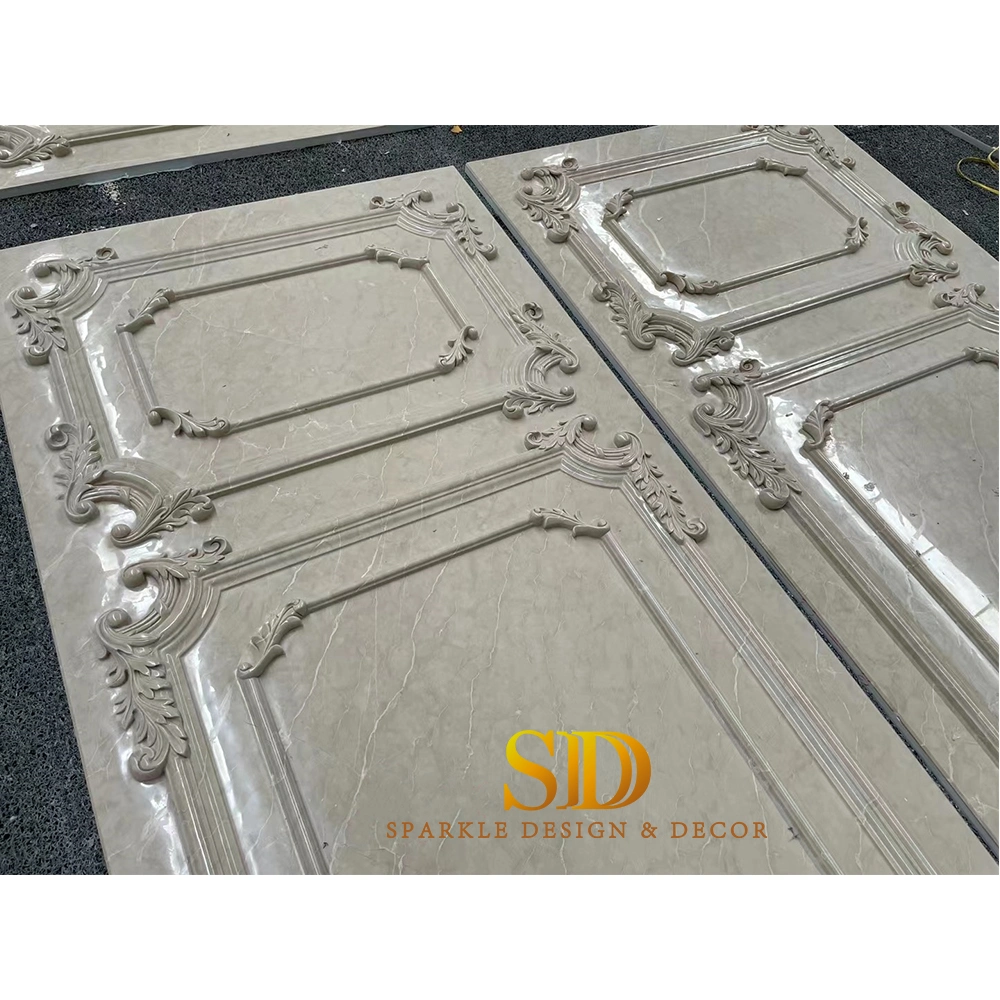 European Marble Carving Wall Panels Stone Flower Relief Wall Art for Villa Wall Decoration