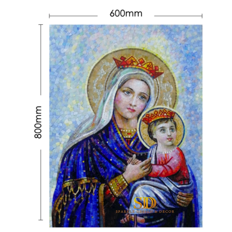 Religious Glass Mosaic Artwork Mural with Frame for Church Wall Decoration