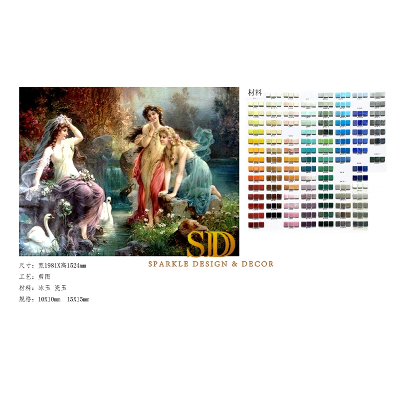 Artistic Design 3 Beautiful Lady Pattern Art Glass Mosaic Wall Art Ideas for Bathroom Decor