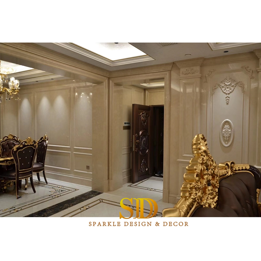 Luxury Villa Palace Interior Wall Decoration Beige Marble Carving Panels Stone Carving Wall Art Panels for Sale