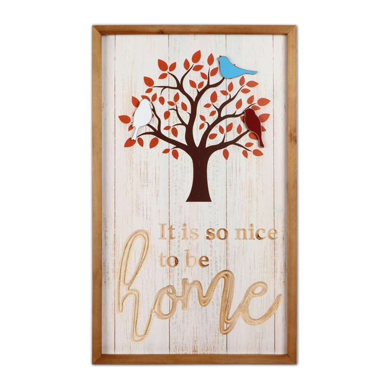 New Arrival Exclusive Design Home Decoration Wall Framed Graphics Framed Art with Tree and Birds MDF Wall Hanging