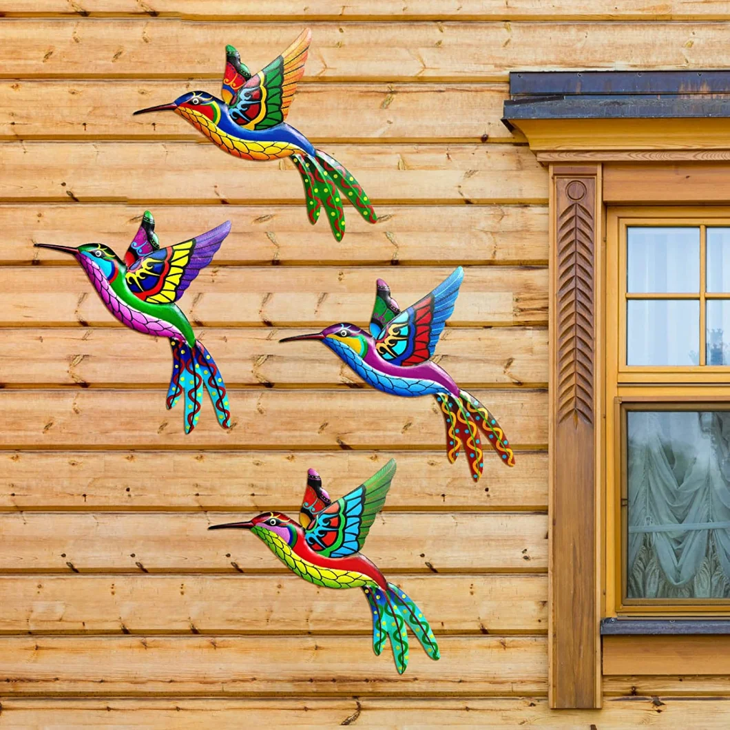 4pack Metal Colorful Hummingbird Wall Art Decorative Birds