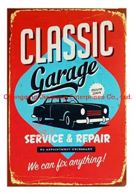 Garage Nostalgisches Blechposter, Vintage-Metallschild, Wandkunst