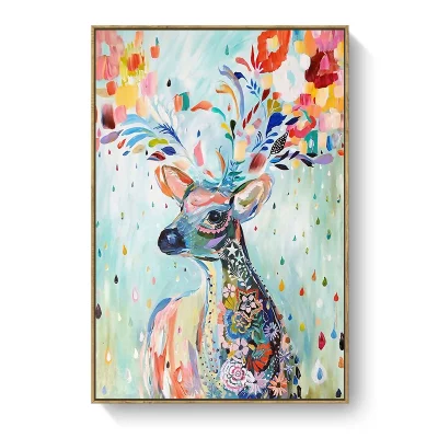 Home Decor Moderne bunte Hirsch-Leinwanddrucke im nordischen Stil, gerahmte Wandkunst